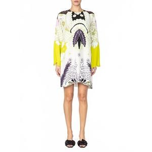 NEW VALENTINO long sleeve printed dress in lime